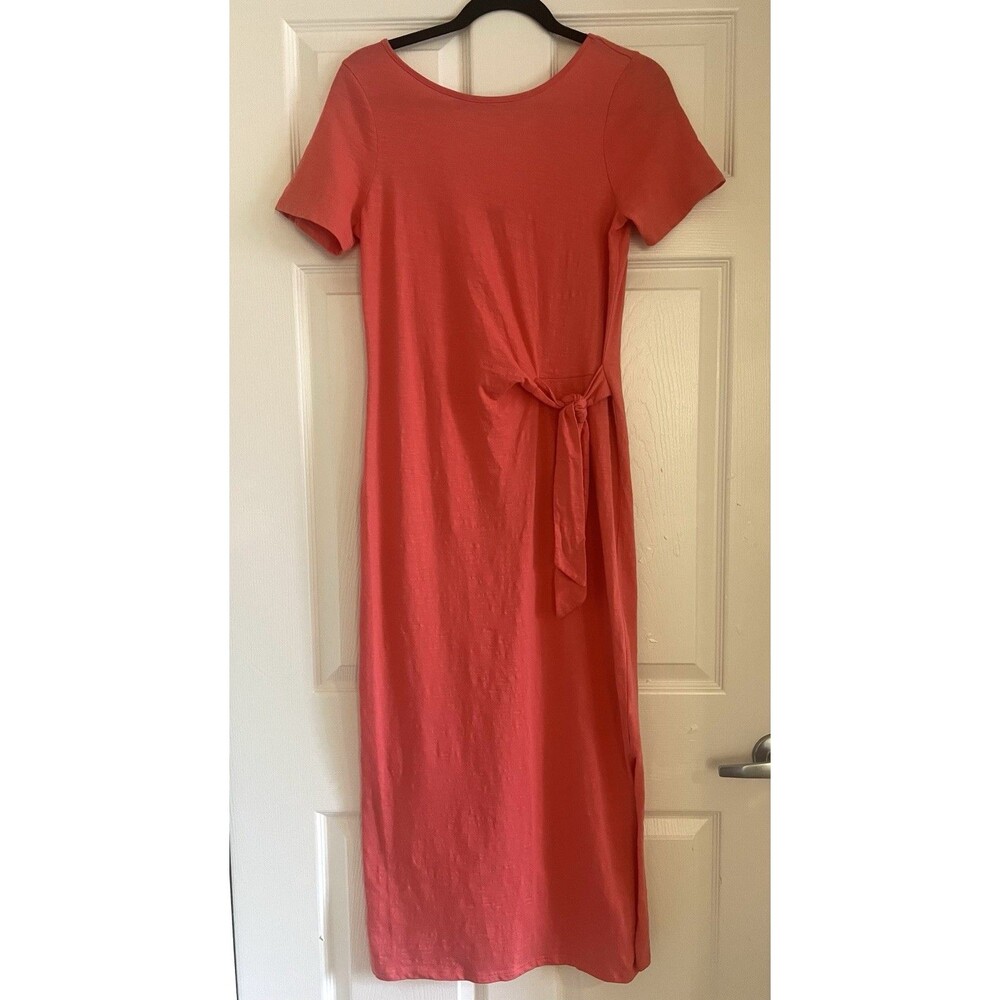 Bonobos Womens Midi T-Shirt Dress M Georgia Peach Tie Waist 100% Cotton LTD Ed.